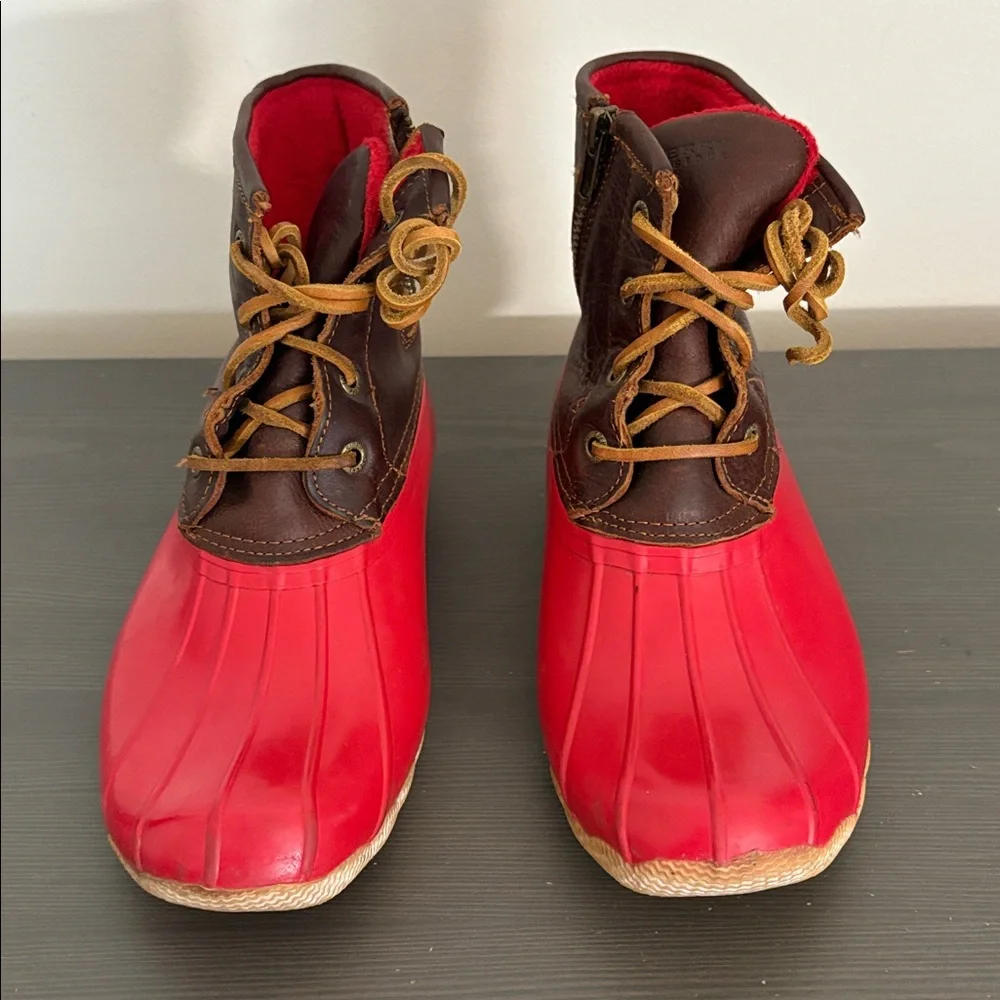 Sperry‎ Women’s Waterproof Duck Boots Red Brown Leather Fleece Lined Size 8